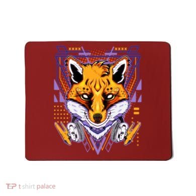 Japanese Digital Kitune Fox With Headphone Mousepad