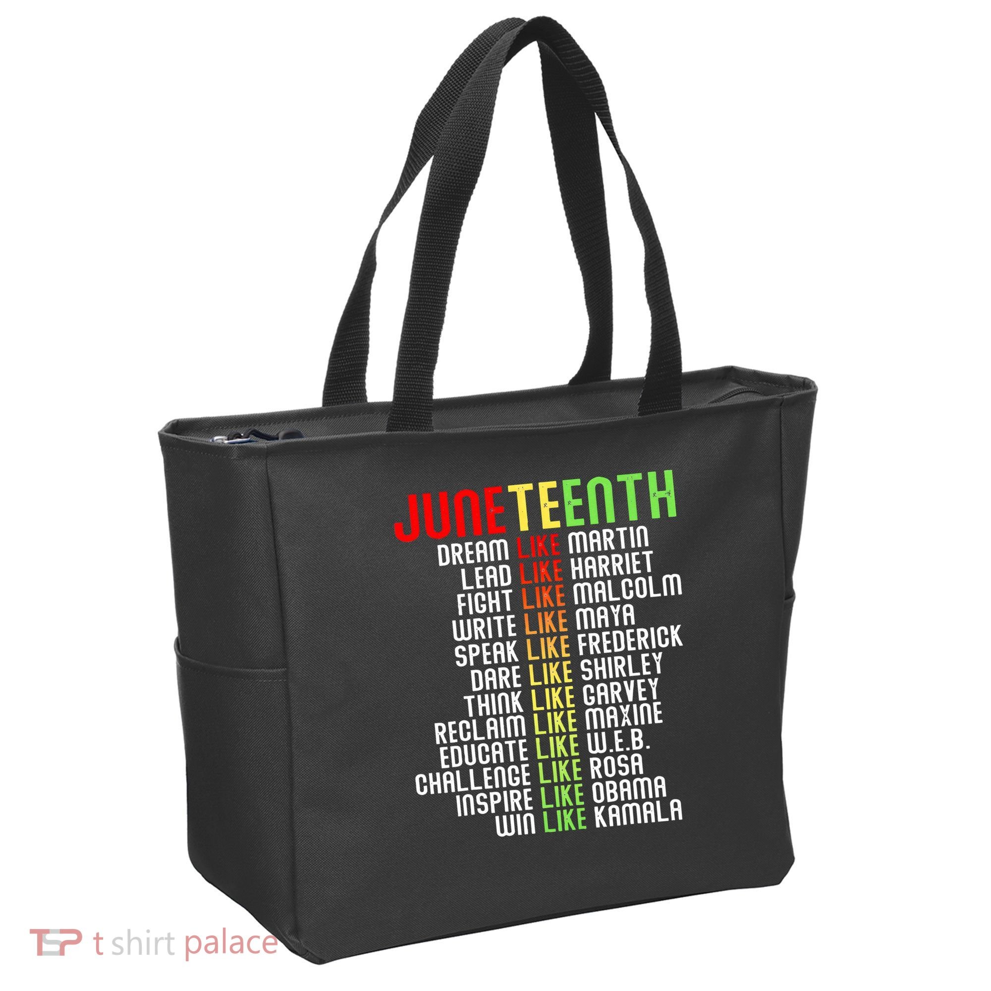 Juneteenth Dream Like Leaders Black Tote Bag