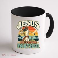 Jesus Drives Me Farther Golf Christian Golfer Coffee Mug thumb 1