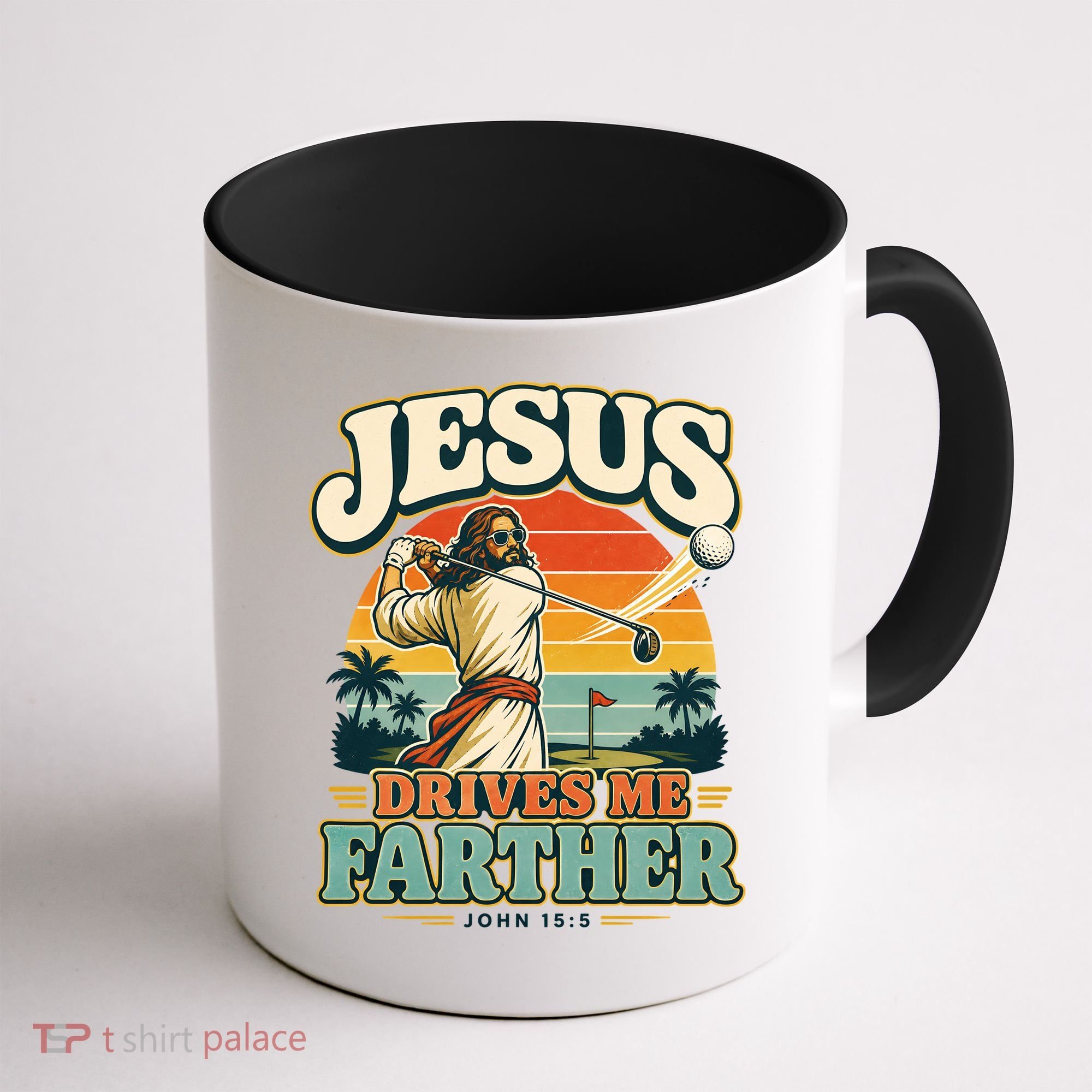 Jesus Drives Me Farther Golf Christian Golfer Coffee Mug
