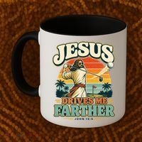 Jesus Drives Me Farther Golf Christian Golfer Coffee Mug thumb 2