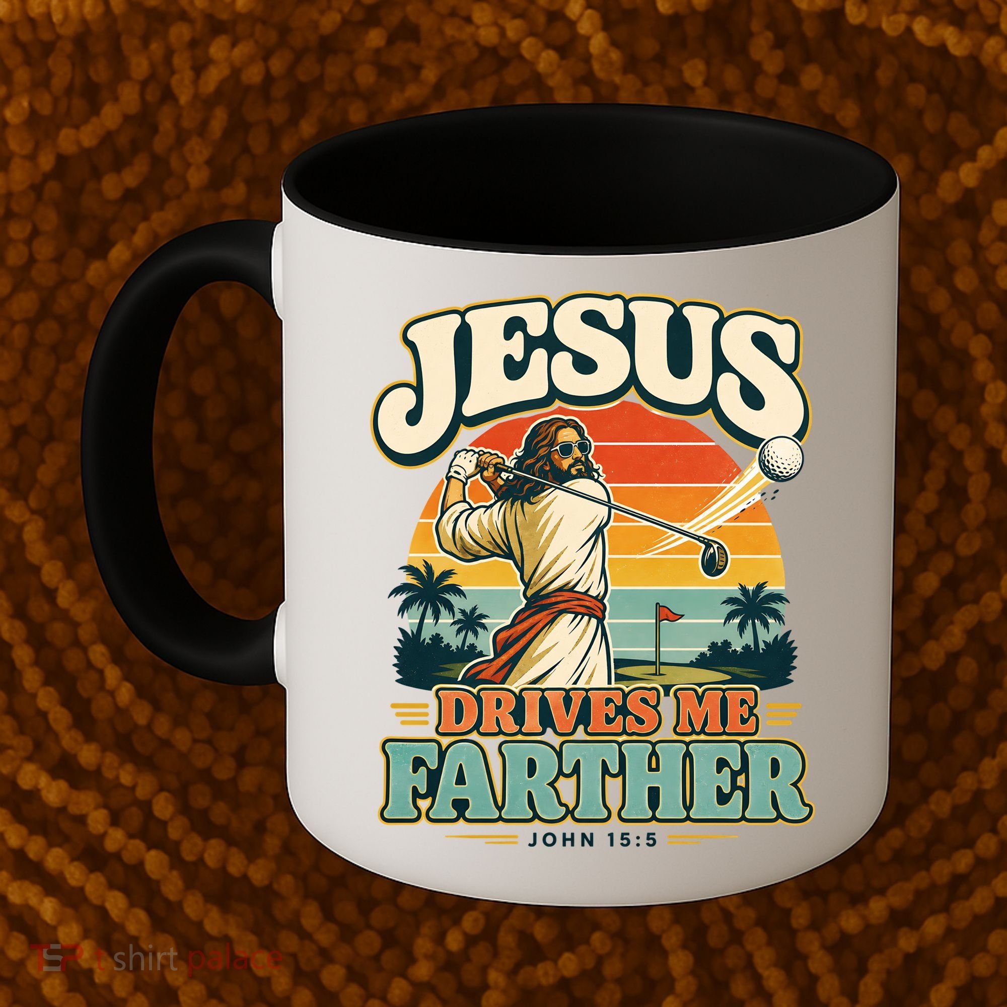 Jesus Drives Me Farther Golf Christian Golfer Coffee Mug