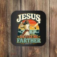 Jesus Drives Me Farther Golf Christian Golfer Coaster thumb 0