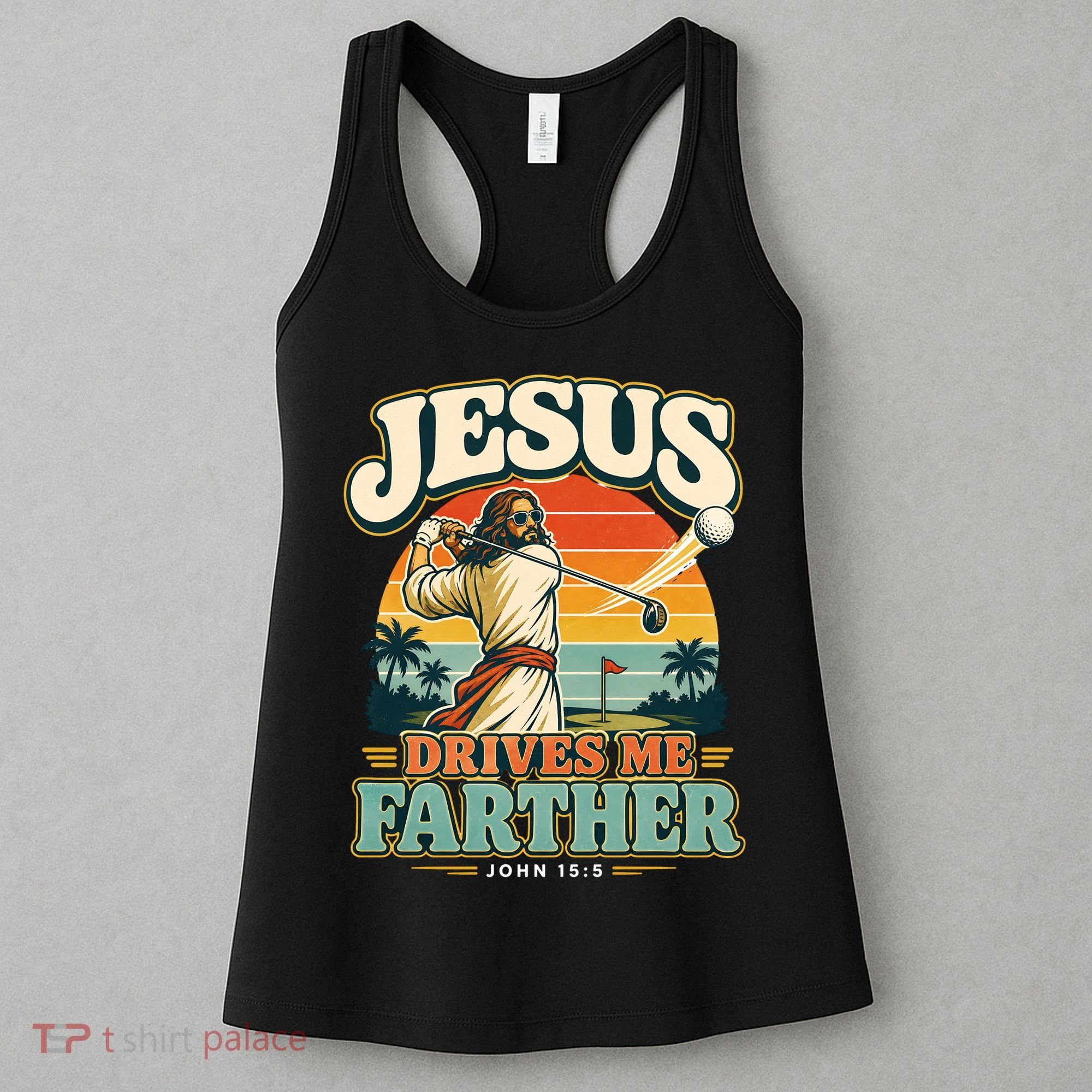 Jesus Drives Me Farther Golf Christian Golfer Women's Tank Top