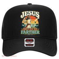 Jesus Drives Me Farther Golf Christian Golfer Hat thumb 0