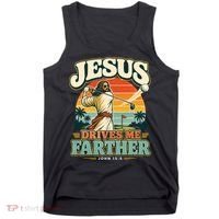 Jesus Drives Me Farther Golf Christian Golfer Tank Top thumb 0