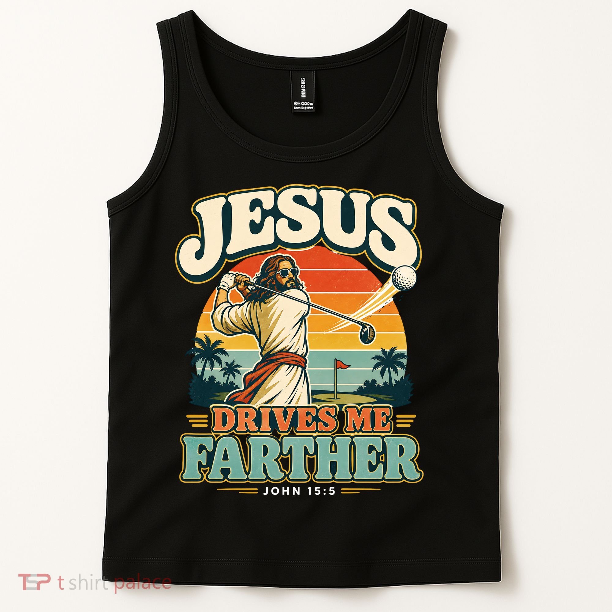 Jesus Drives Me Farther Golf Christian Golfer Tank Top