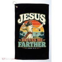 Jesus Drives Me Farther Golf Christian Golfer Golf Towel thumb 0