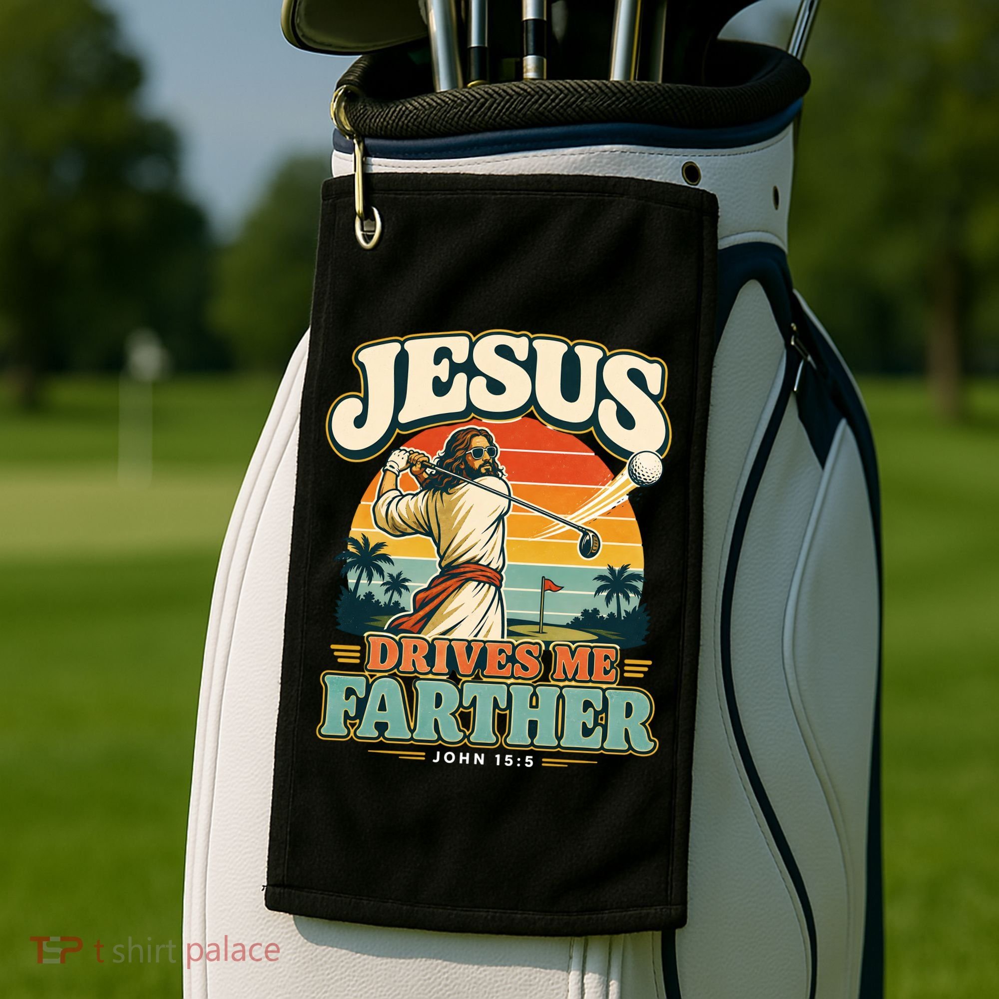 Jesus Drives Me Farther Golf Christian Golfer Golf Towel