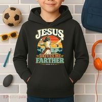 Jesus Drives Me Farther Golf Christian Golfer Kids Hoodie thumb 2