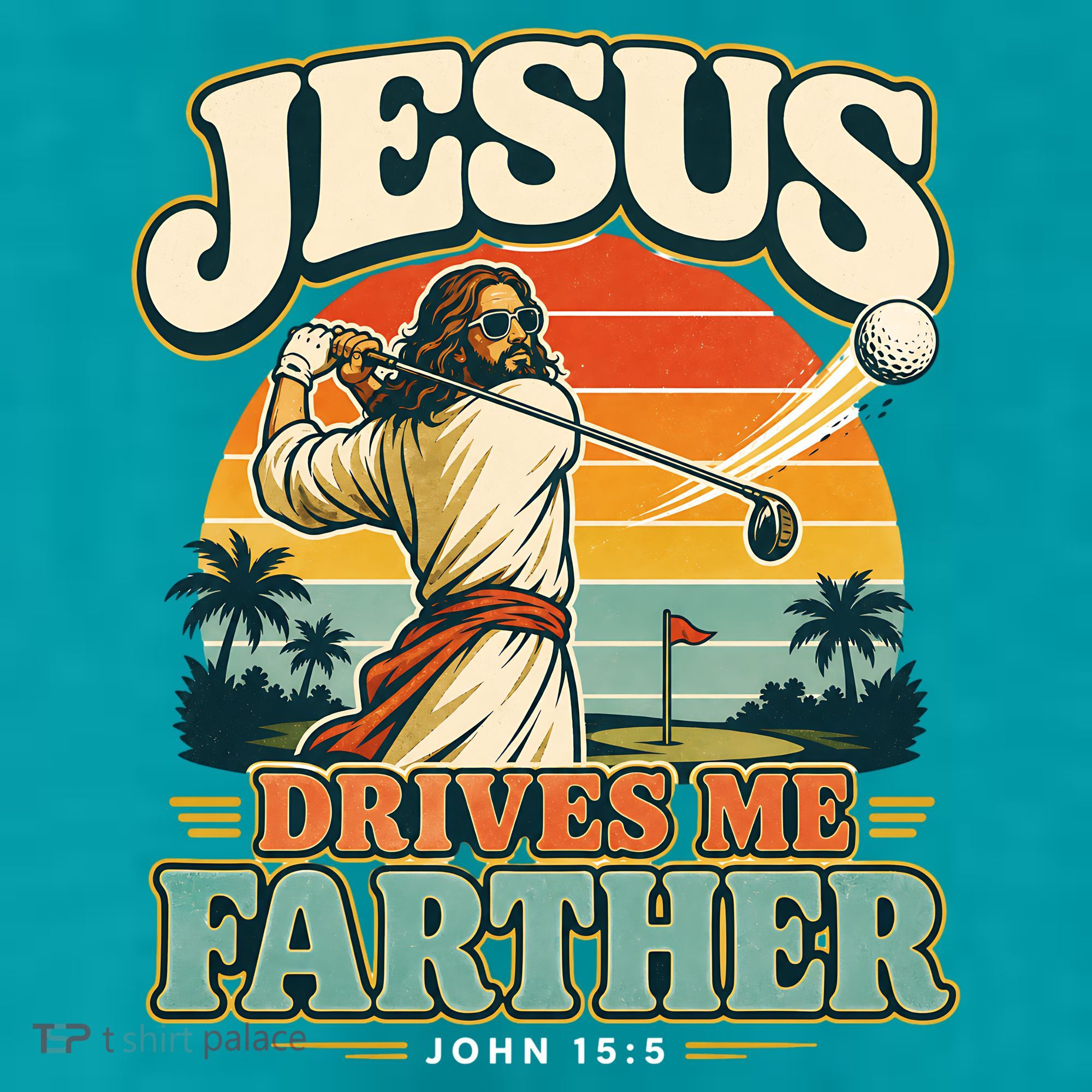 Jesus Drives Me Farther Golf Christian Golfer Kids T-Shirt