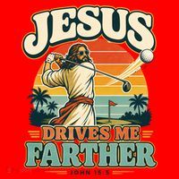 Jesus Drives Me Farther Golf Christian Golfer Santa Hat thumb 1