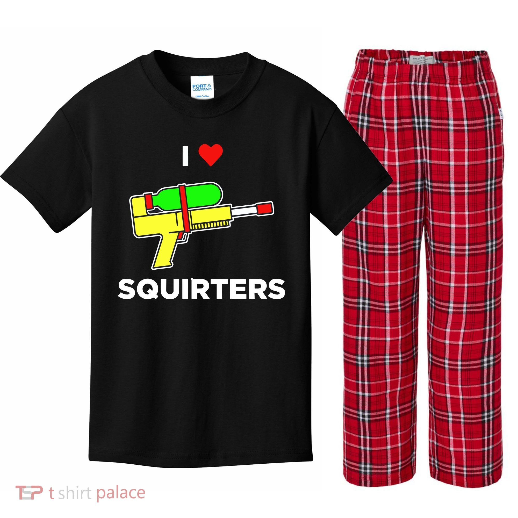 I Love Squirters Kids Plaid Pajama Set