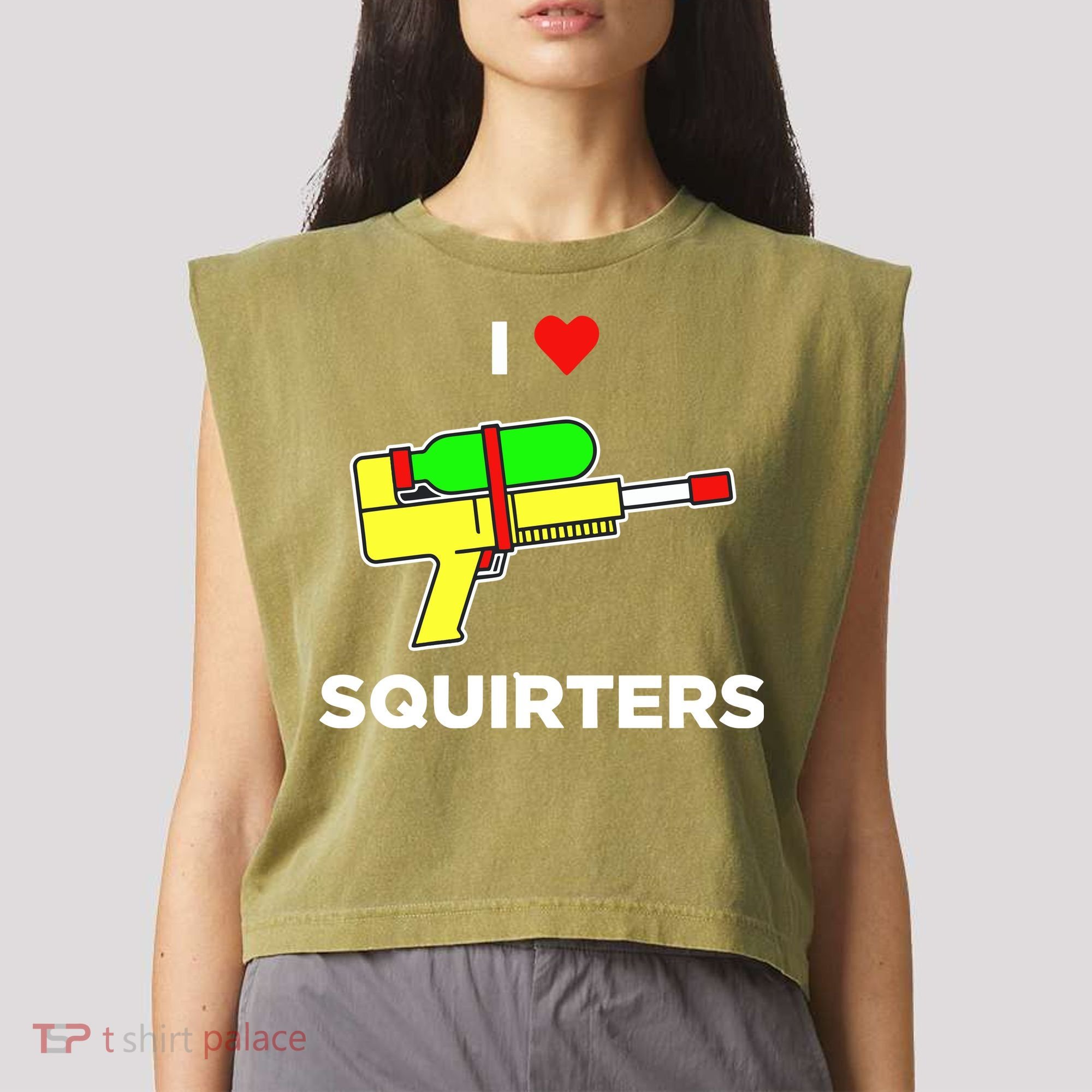 I Love Squirters Garment-Dyed Women's Muscle Tee