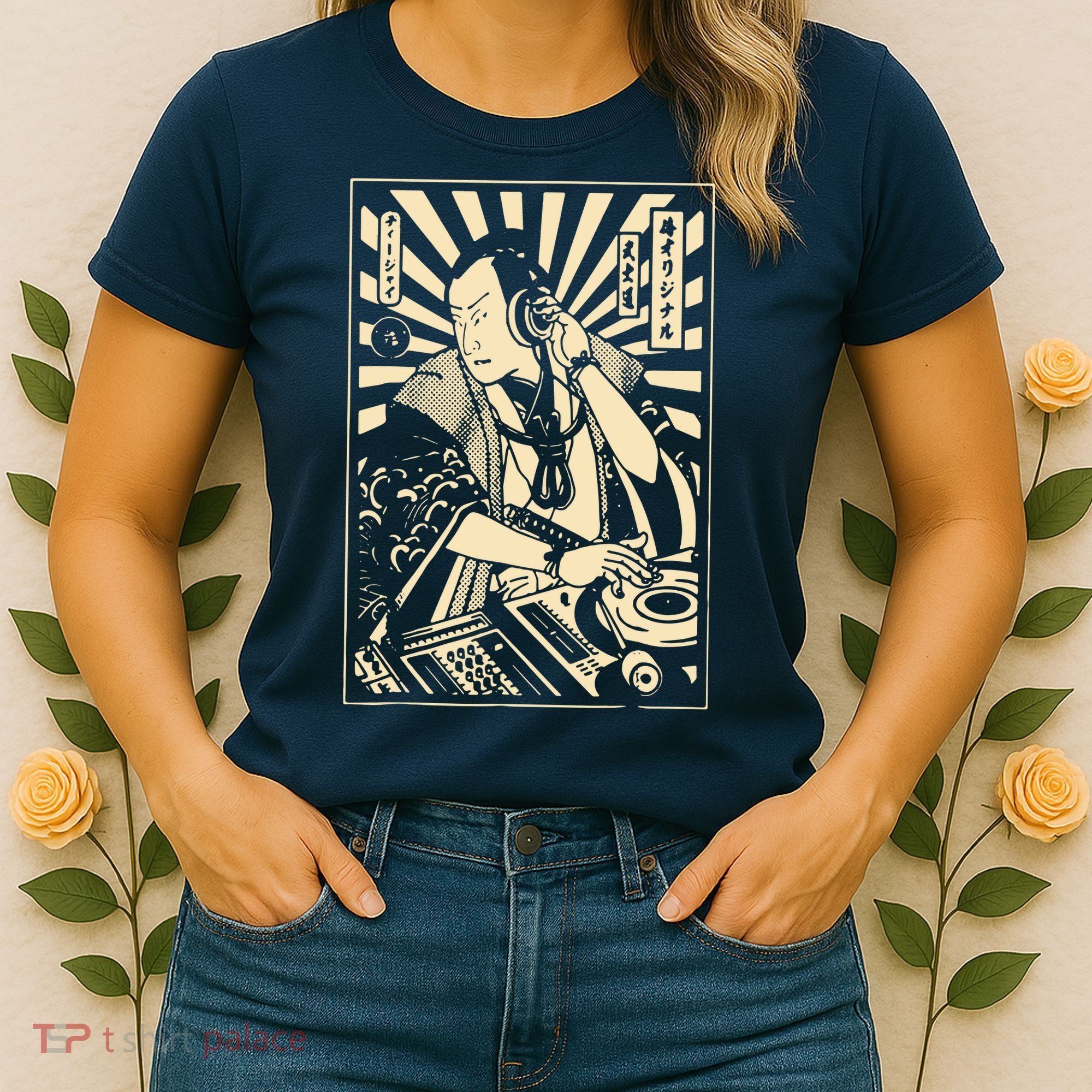 Japanese DJ Samurai Warrior Bushido Code Swordsmen Anime Manga Women's T-Shirt