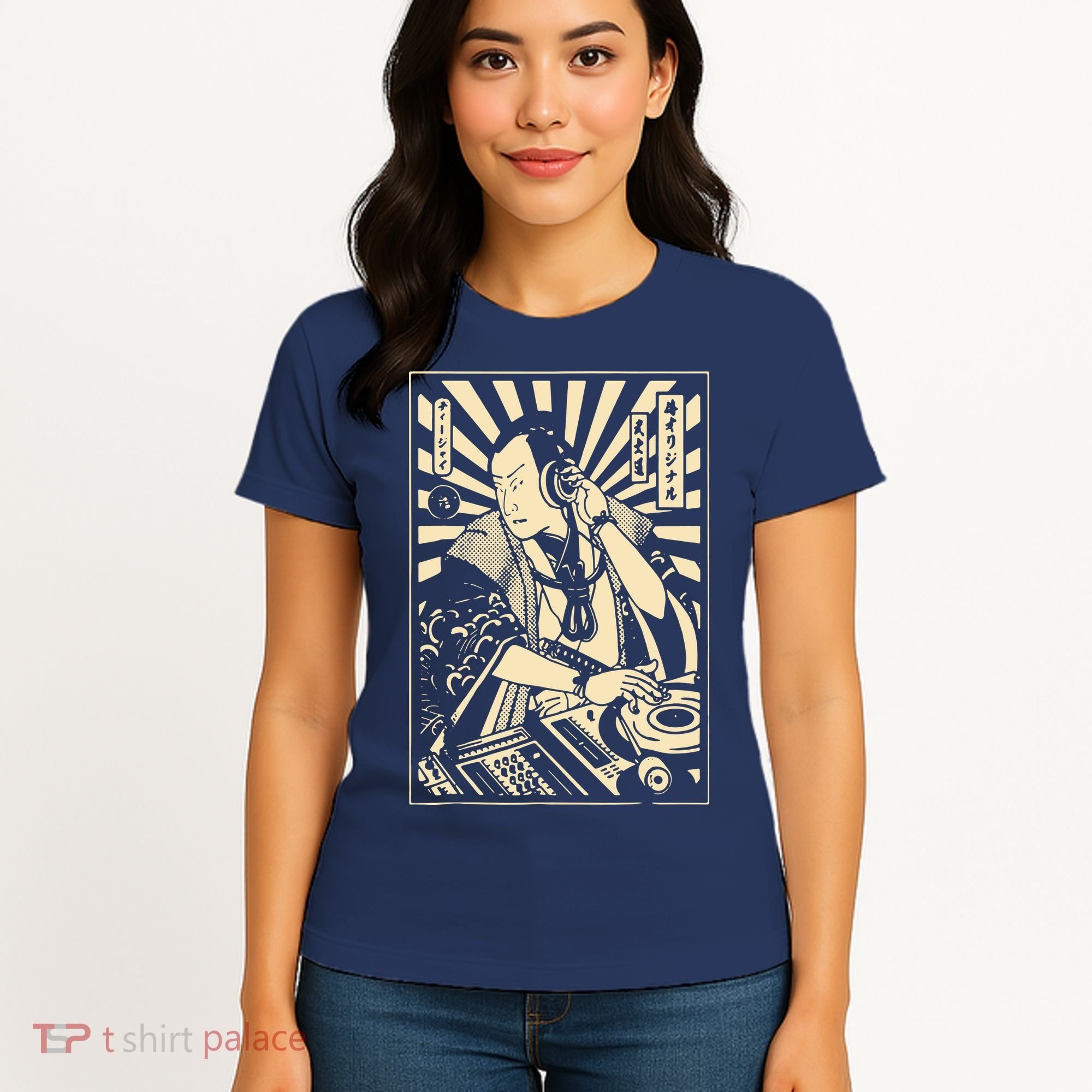 Japanese DJ Samurai Warrior Bushido Code Swordsmen Anime Manga Women's T-Shirt