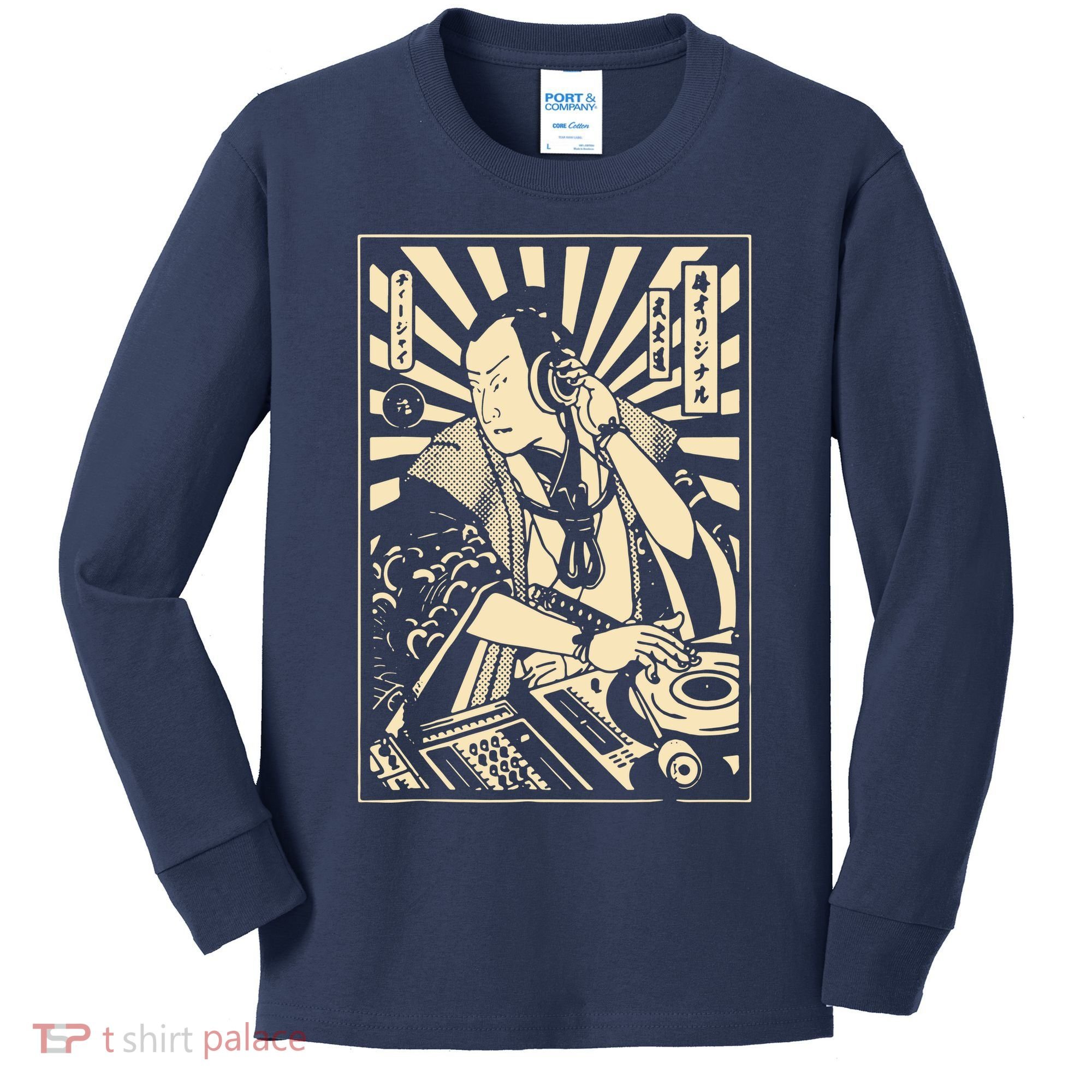 Japanese DJ Samurai Warrior Bushido Code Swordsmen Anime Manga Kids Long Sleeve Shirt