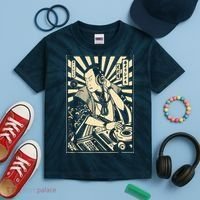 Japanese DJ Samurai Warrior Bushido Code Swordsmen Anime Manga Kids Tie-Dye T-Shirt thumb 2
