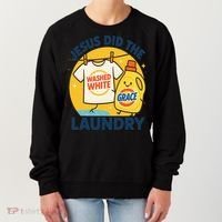Jesus Did The Laundry Washed White By Grace Funny Christian Women's Sweatshirt thumb 0
