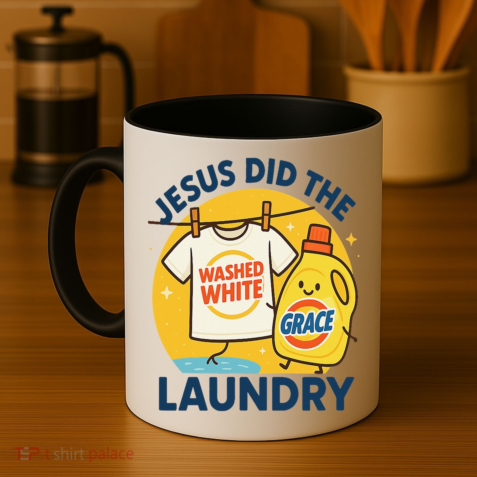 Jesus Did The Laundry Washed White By Grace Funny Christian Coffee Mug