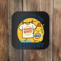 Jesus Did The Laundry Washed White By Grace Funny Christian Coaster thumb 0