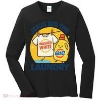 Jesus Did The Laundry Washed White By Grace Funny Christian Women's Long Sleeve Shirt thumb 0