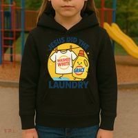 Jesus Did The Laundry Washed White By Grace Funny Christian Kids Hoodie thumb 3