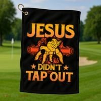 Jesus DidnT Tap Out Brazilian Jiujitsu Bjj Grappling Golf Towel thumb 1