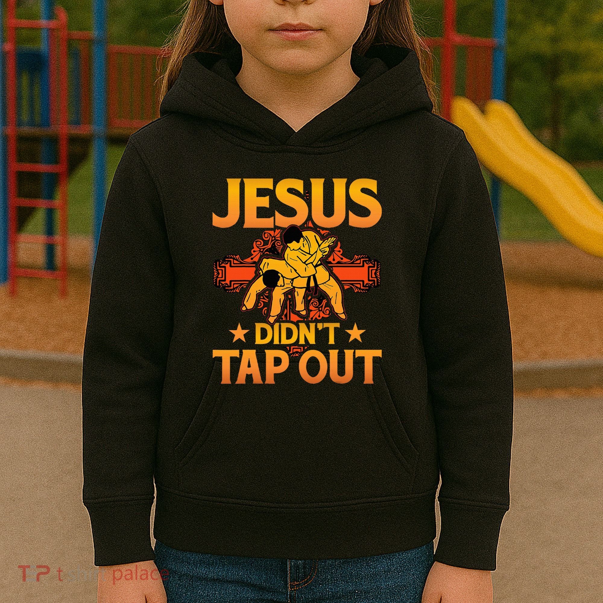 Jesus DidnT Tap Out Brazilian Jiujitsu Bjj Grappling Kids Hoodie
