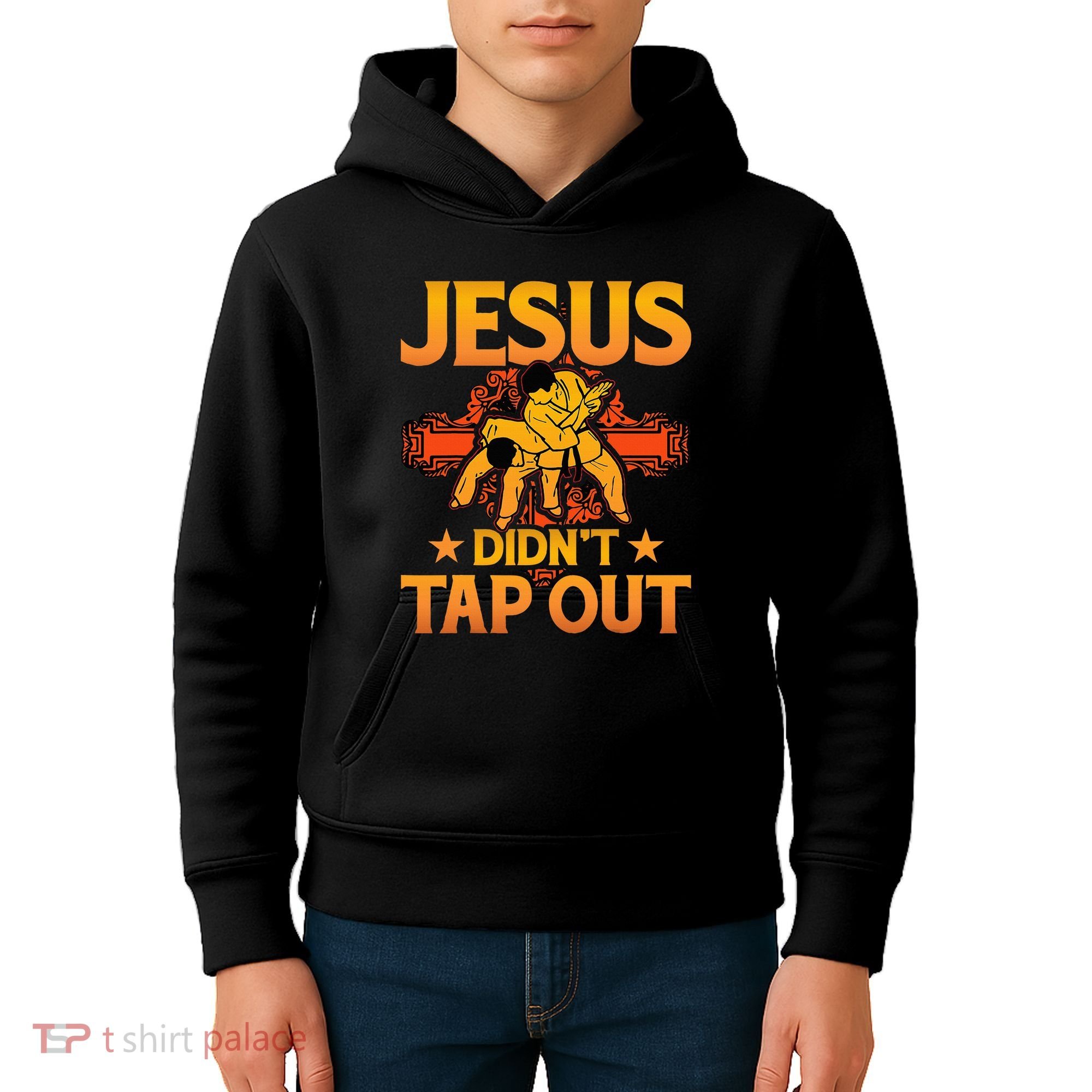 Jesus DidnT Tap Out Brazilian Jiujitsu Bjj Grappling Kids Hoodie