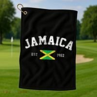 Jamaica Est. 1962 Jamaican Flag Independence Day Golf Towel thumb 1