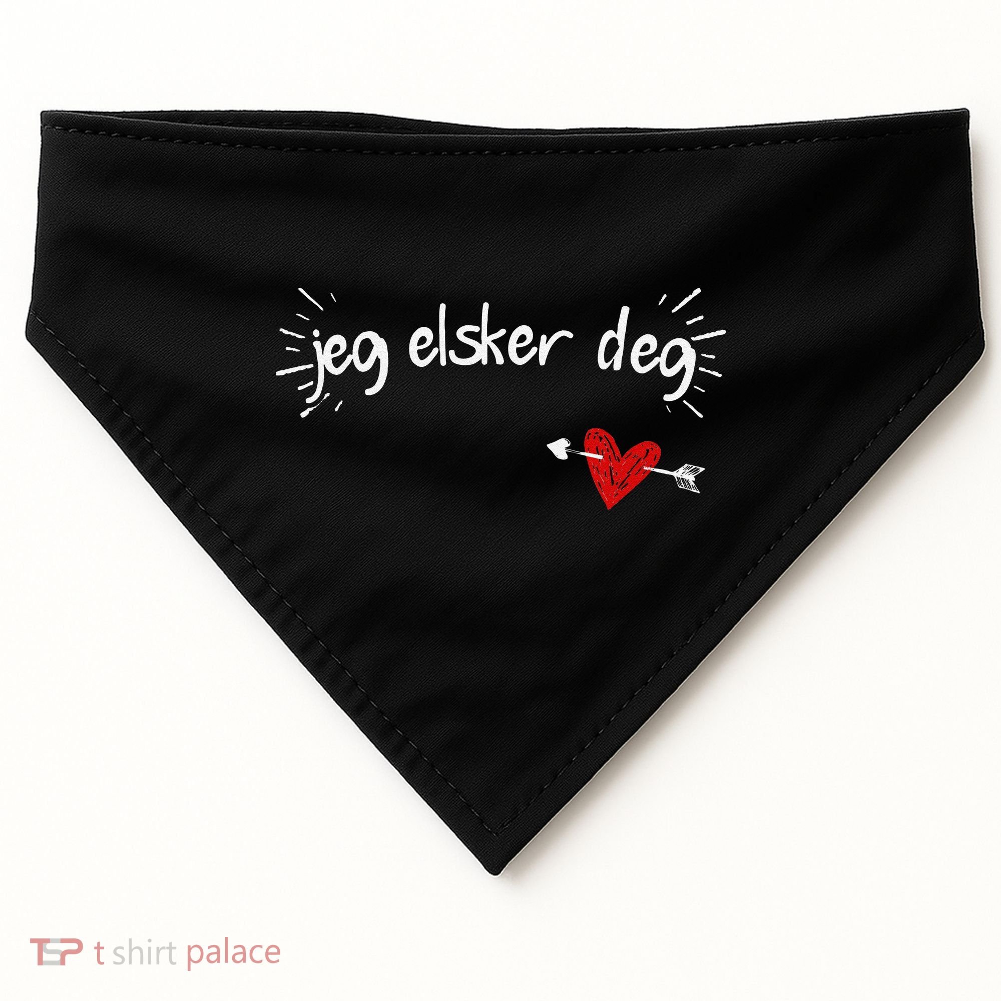 Jeg Elsker Deg I Love You In Norwegian USA-Made Doggie Bandana