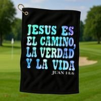 Jesus Es El Camino Premium Golf Towel thumb 1