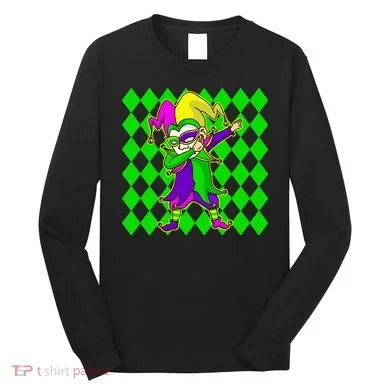 Jester Dabbing Mardi Gras Long Sleeve Shirt