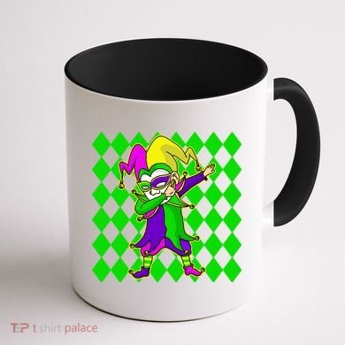 Jester Dabbing Mardi Gras Coffee Mug back