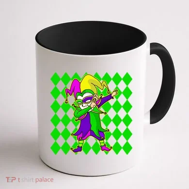Jester Dabbing Mardi Gras Coffee Mug back