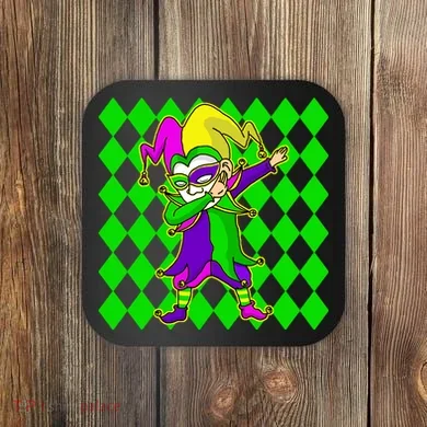 Jester Dabbing Mardi Gras Coaster