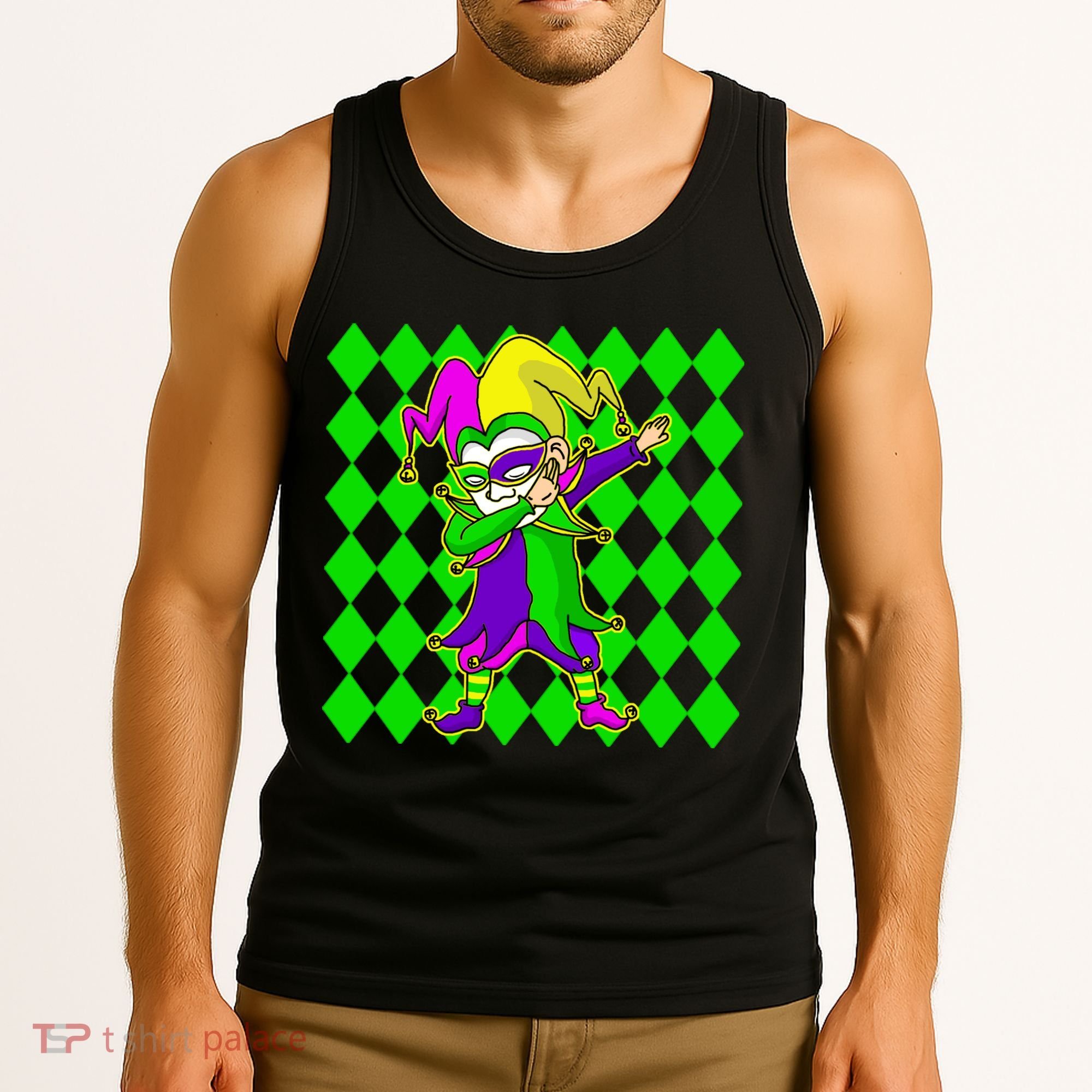 Jester Dabbing Mardi Gras Tank Top
