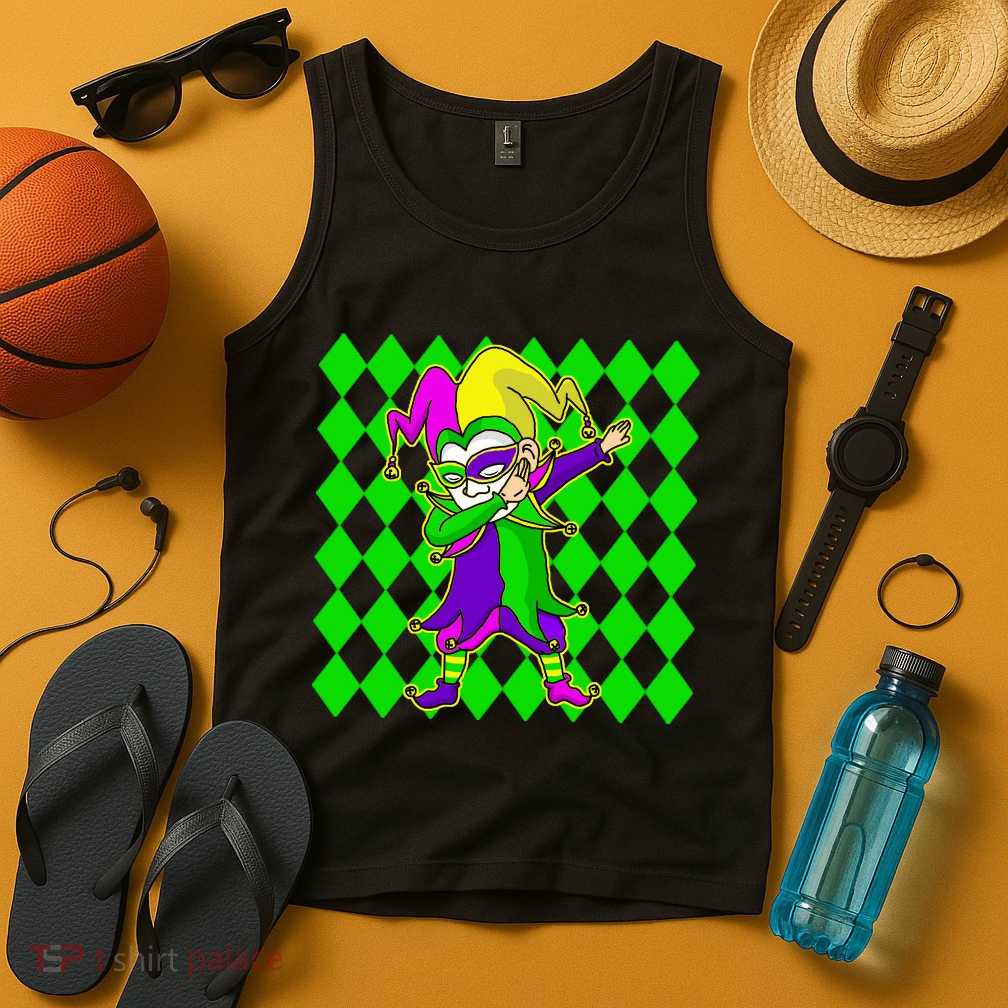 Jester Dabbing Mardi Gras Tank Top