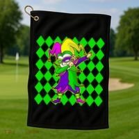 Jester Dabbing Mardi Gras Golf Towel thumb 1