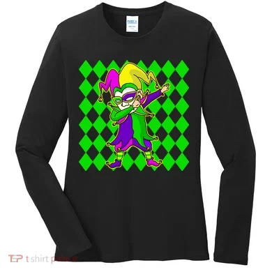 Jester Dabbing Mardi Gras Women's Long Sleeve Shirt