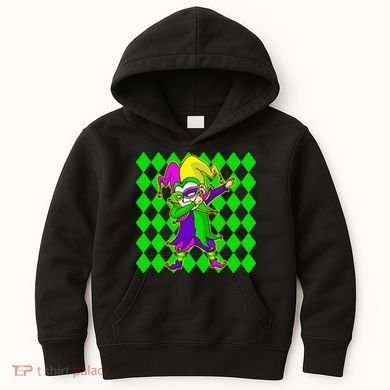 Jester Dabbing Mardi Gras Kids Hoodie