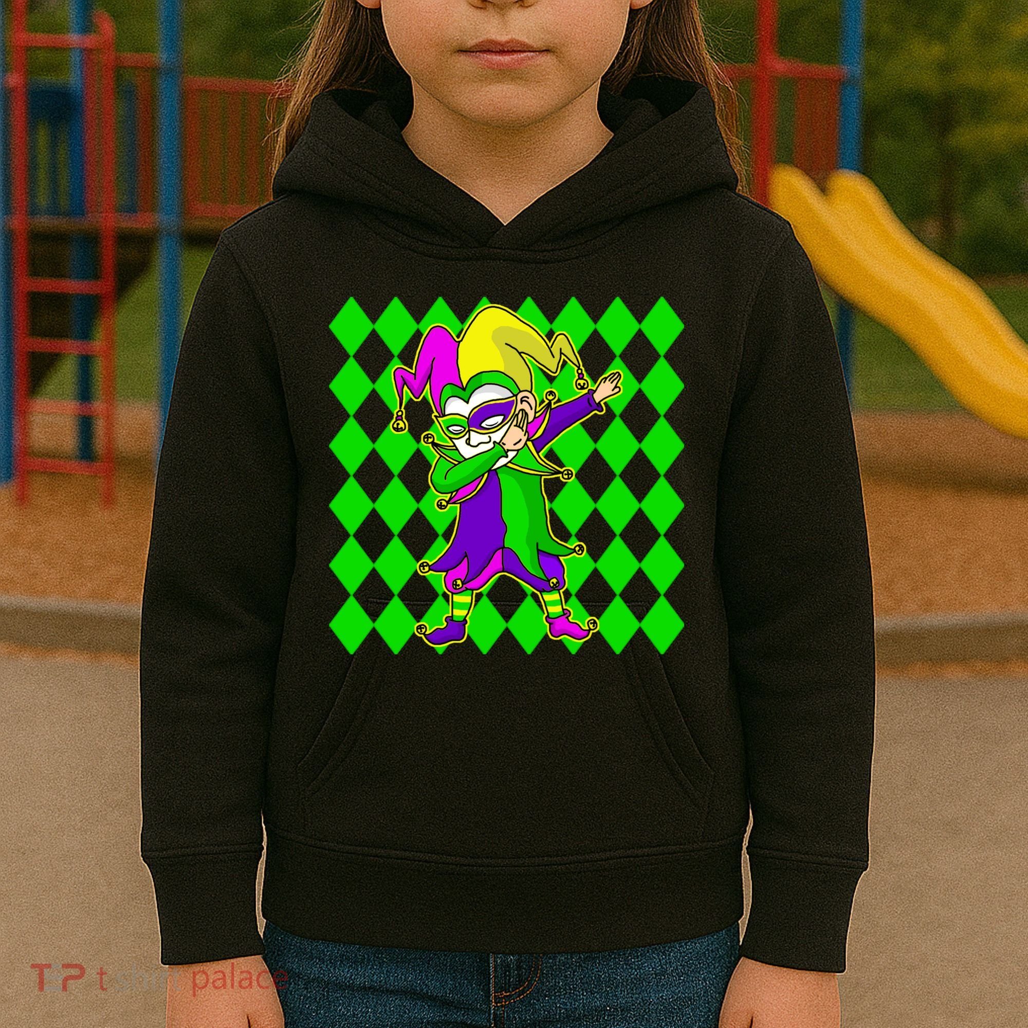 Jester Dabbing Mardi Gras Kids Hoodie