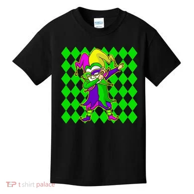 Jester Dabbing Mardi Gras Kids T-Shirt