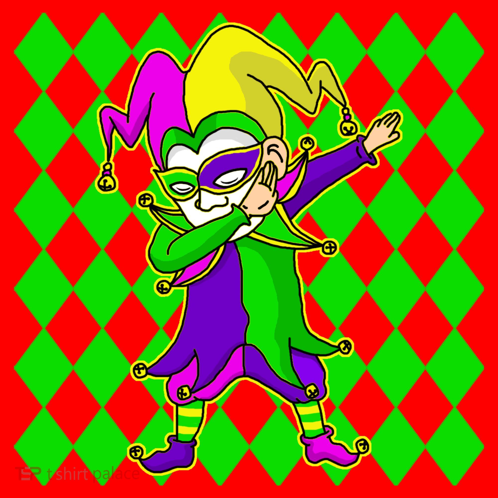 Jester Dabbing Mardi Gras Santa Hat