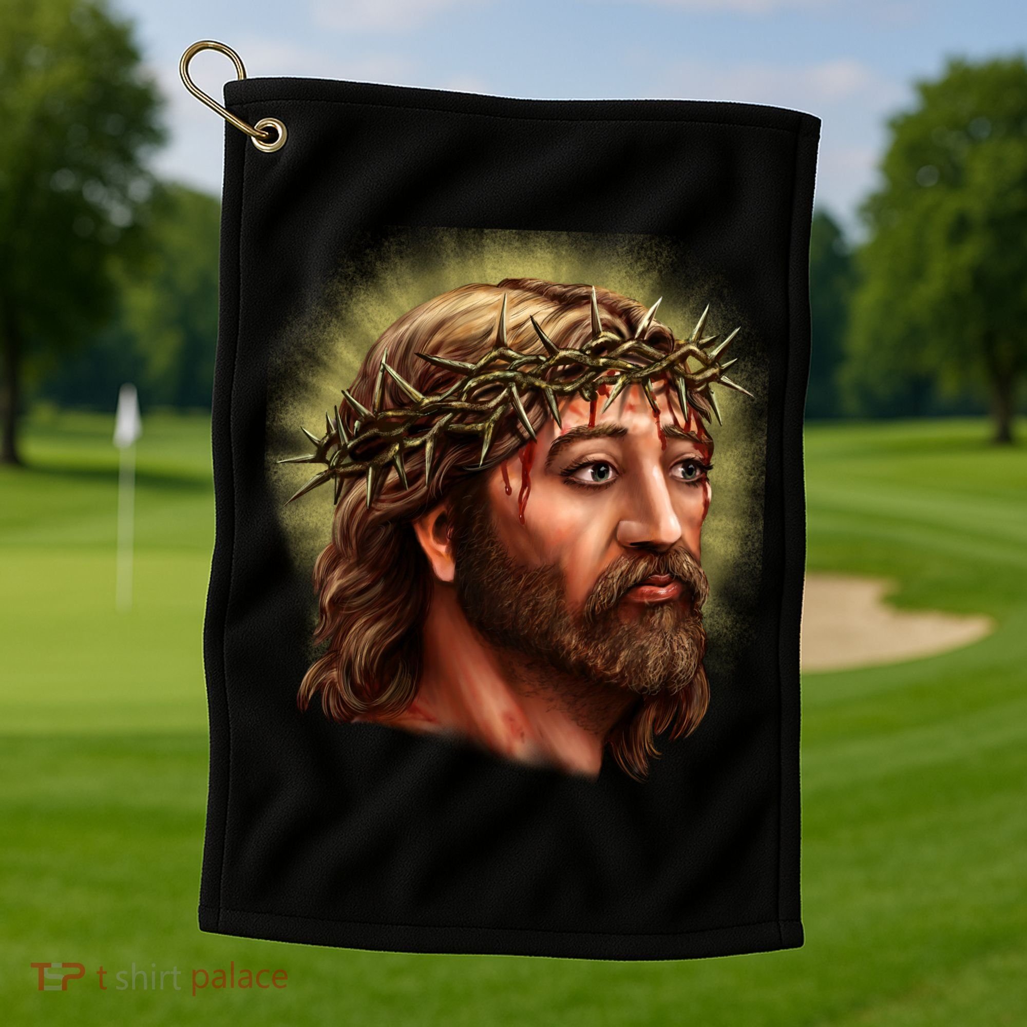 Jesus Abstract Portrait Golf Towel