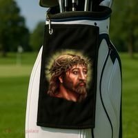 Jesus Abstract Portrait Golf Towel thumb 2