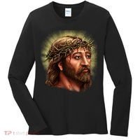 Jesus Abstract Portrait Women's Long Sleeve Shirt thumb 0