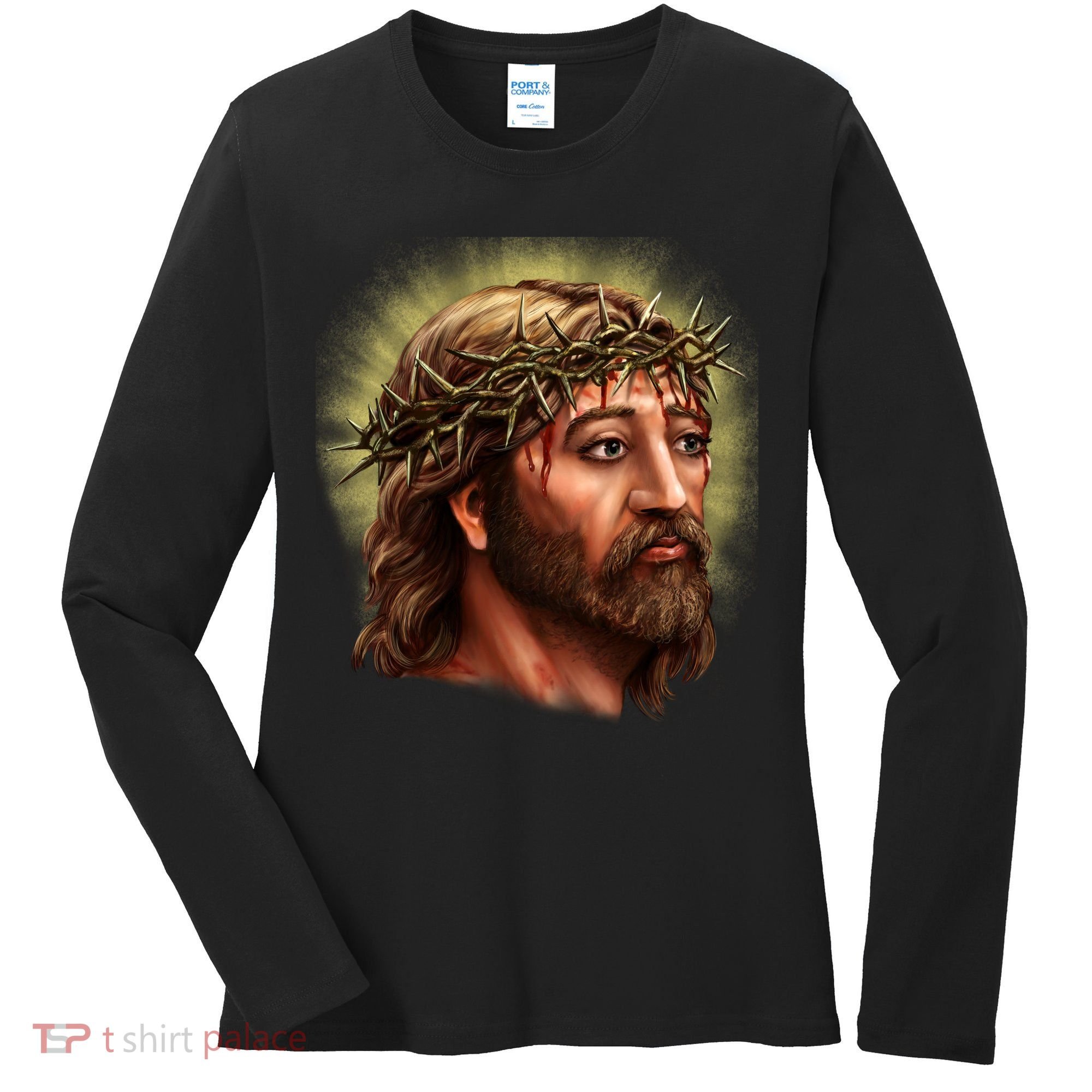 Jesus Abstract Portrait Women's Long Sleeve Shirt