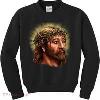 Jesus Abstract Portrait Kids Sweatshirt thumb 0